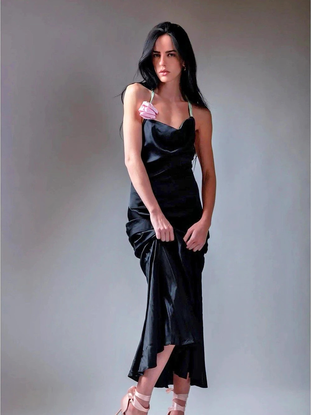 For Love & Lemons Black & Pink Dilk Maxi Dress